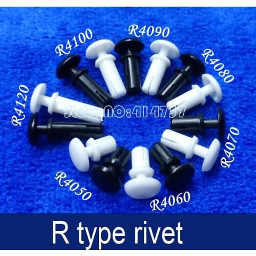 200pcs/lot R4090 R type nylon rivets White/Black Plastic Nylon Rivets