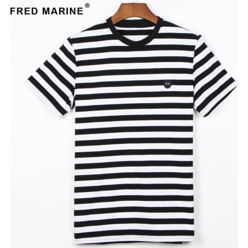 2021 France Serige park striped t shirt for classical design with tie badge new Top tee for big size high quality cottomaterial