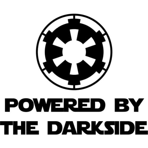 25cm wide Powered By the Darkside Galactic Empire Text Sticker Car Decal Waterproof Sticker Car Window Decor Pattern L332