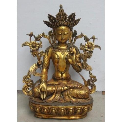 30" Copper Bronze Guan Yin Kwan-yin Boddhisattva Buddha Statue