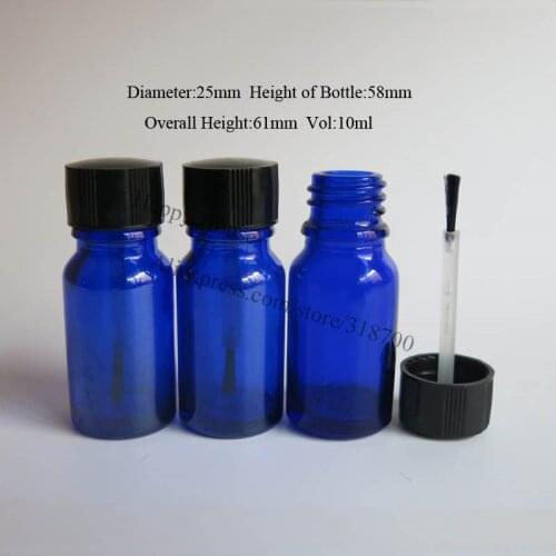 360pcs/lot 10ml Cobalt Blue Empty Nail Polish Bottle, 10cc Cobalt Blue Container with Brush Cap,1/3oz Cosmetic Oil Packaging