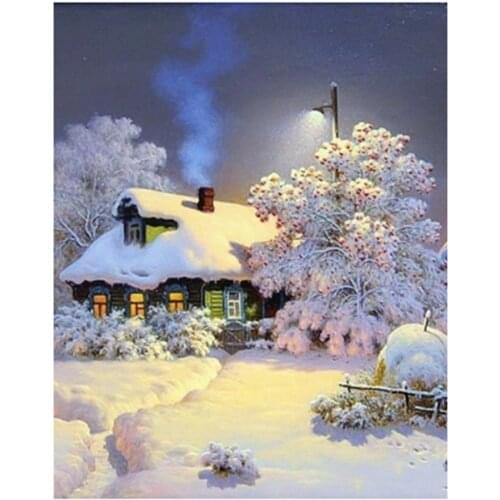 5D DIY Diamond Painting Square Circle Landscape Picture Diamond Embroidery Mosaic Snow Scene Picture Home Decoration Gift WG2295