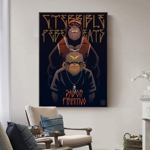 Abstract Graffiti Animal Posters and Prints Canvas Decor Cuadros Wall Monkey Thug Pictures for Living Room Home Wall Decoration