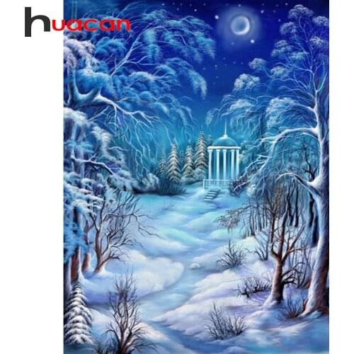 Huacan Diamond Embroidery Mosaic Set Full Landscape Snow 5D DIY Diamond Painting Winter Picture Of Rhinestones Decoration Home