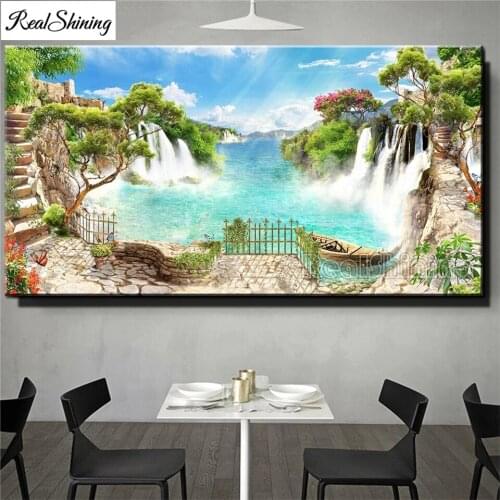 Diamond Painting Waterfall Lake Scenery 5D DIY Mosaic Embroidery Kits Full Drill Home Decor Handmade Hobby Cross Stitch T269