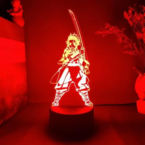 Anime Demon Slayer Tanjiro Kamado Figurine 3D Illusion Night Light Manga Fans Bedroom Decoration Desk Lamp LED USB Chic Lighting