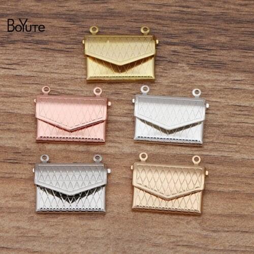 BoYuTe (10 Pieces/Lot) 15*20MM Envelope Shaped Memory Photo Locket Floating Locket Pendant Charms for Jewelry Making