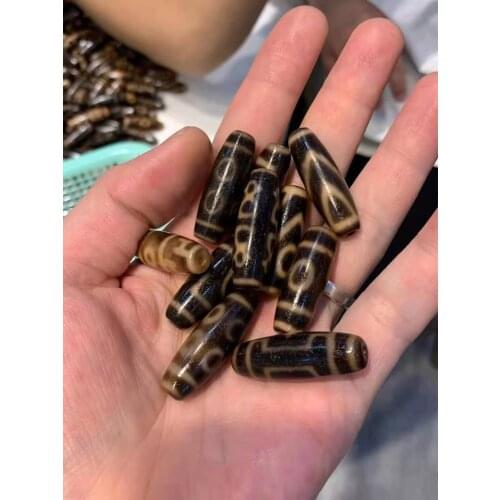 Natural Agate Dzi Brown Loose Beads Bodhi Leaf Noble Aquarius Various Totems Horseshoe Pattern Tibetan Jewelry Retro DIY