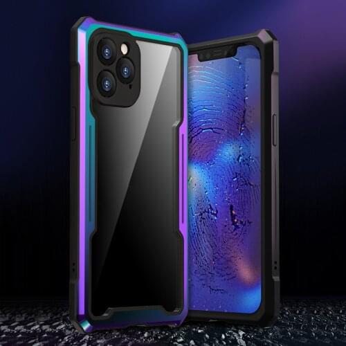 For iphone 12 Pro MAX Case Luxury shockproof Metal bumper + tempered glass back cover for iphone 12 mini 12pro 12 12promax Case