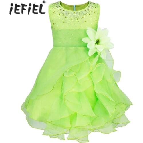 Infant Baby Clothes Newborn Baby Shining Rhinestone Organza Baptism Dress Flower Girls Dress Toddler Princess Party Tutu Dresses