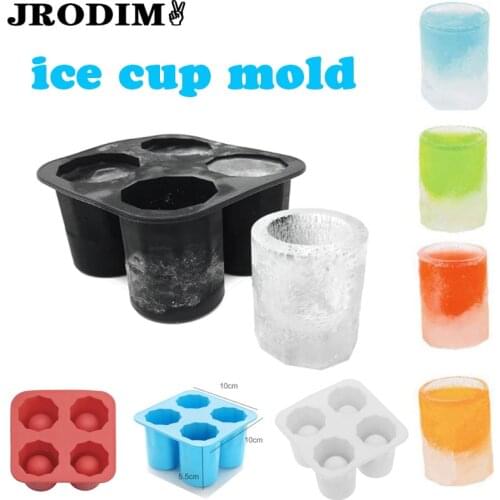 Kitchen Bar Tools 4 Cups Ice Cup Mould Silicone Ice Cube Mold DIY 3D Ice Maker Ice Tray Ice Cream Moulds for Cocktail Cold Drink