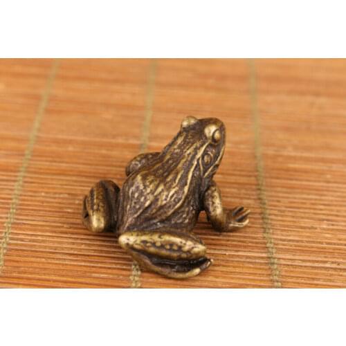 Chinese old bronze hand casting frog statue figure table decoration