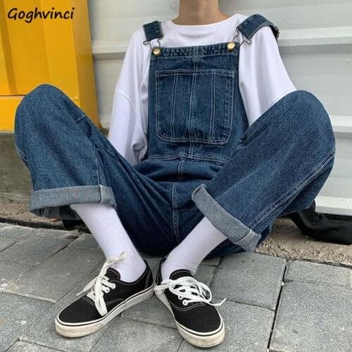 Jumpsuits Women Retro Solid Denim Loose Jumpsuit Harajuku Cute Girl BF Vintage Streetwear Japanese Chic Trendy Teenagers Leisure