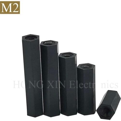M2*5/6/8/10/12/15/18/20 1pcs Black nylon Standoff Spacer Standard M2 Female-Female Standoff Kit Repair Plastic Accessories