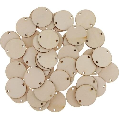 50 Pcs Natural Wooden Pieces Round Log Discs Holiday Decoration 35 X 2 Mm