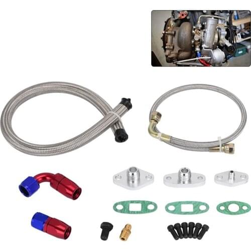 Oil Feed Line Drain Fitting Flange Kit for Toyota Supra 1JZGTE 2JZGTE 1JZ/2JZ Single Turbo WLR-TOL22