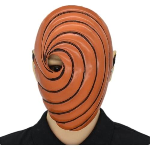 Top Cheap Akatsuki Uchiha Mask Tobi Obito Akatsuki Ninja Madara Cosplay Costumes Latex Masks Halloween Party Mask