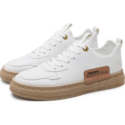 Men Vulcanized Shoes Men Designer Leather Shoes Fashion Sneakers White Casual Shoes Breathable Leisure Male Black Sneakers 2021