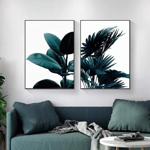 Green Flower Poster Wall Art Design Canvas Painting Modern Nordic Abstract Picture Nature Plant Poster And Print For Home Decor