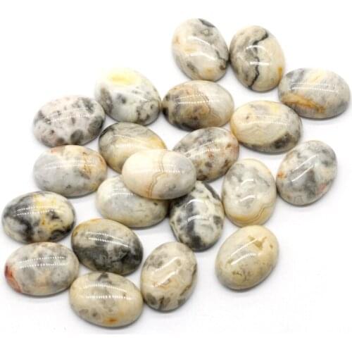 Natural Crazy Agate Convex Oval Gem Beaded Ring Semi-precious Multi-size Gem 2pcs/batch 12*16