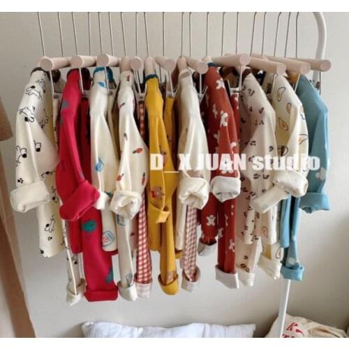 Toddlers Girls Boys Cotton Autumn Winter Pajamas Clothes 2021 Falls Kids Flower/Dinosaur/Smile/Duck 17 Color Pijamas