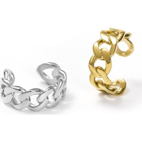 HANGZHI NEW Open stainless steel ring female European and American punk couple ring male titanium steel twist chain ring ring