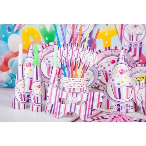 Party supplies 78PCS for 6persons PINK ICE CREAM theme party, birthday party decoration super set