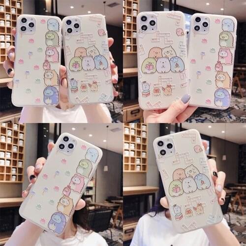 Silicoen Coque For iphone 11 Pro XS Max XR X SE 2 3D Relief Case For iphone 8Plus 8 7 6 6S Plus 5 Sumikko Gurashi Cute Girl Case