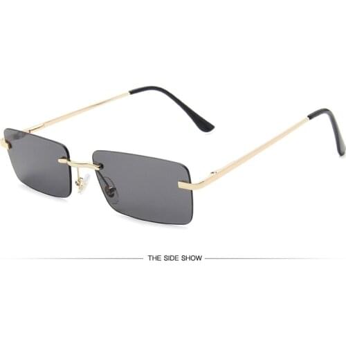Rimless Sunglasses Women 2021 Vintage Brand Designer Pink Sunglasses Metal Small Frame Glasses Men Okulary Gafas De Sol
