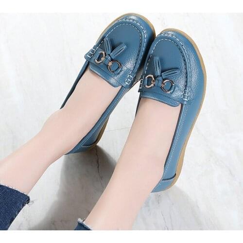Flats Women Genuine Leathe Shoes Moccasins Mother Loafers Soft Slip On Leisure Flats Casual Female Driving Ballet Footwear