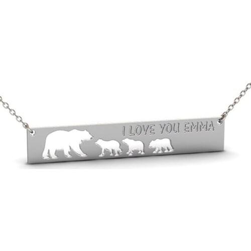 Ufine I love you mama gift for mom fashion bear family bar pendant Necklace cooper high quality pendant necklace N2191