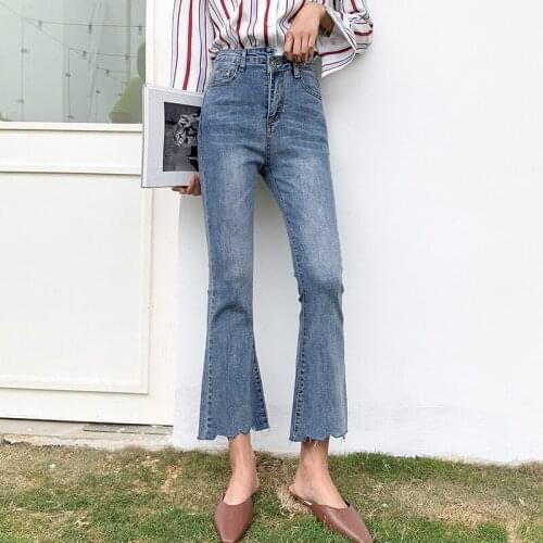 Spring 2020 new plus size S-5XL fat mm grils micro Denim flared jeans female Korean loose and thin straight wide-leg pants