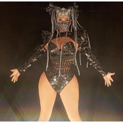 Women Dancer Singer Reflective Outfit Set Full Black Sequin Shawl Bra Short Outfit Prom Party Bar DS Show Wear Stage Costumes