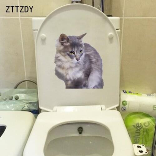 ZTTZDY 21.6*24.2CM Pet Cat BedRoom Home Toilet Sticker Decal Wall Decor T3-0278