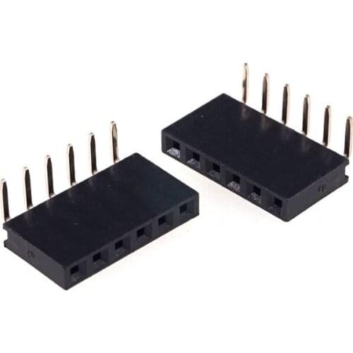 10pcs 1x6 P 6 Pin 2.54 Pin Female Pin Header Right Angle Single row Through Hole Insulator height 8.50mm Rohs