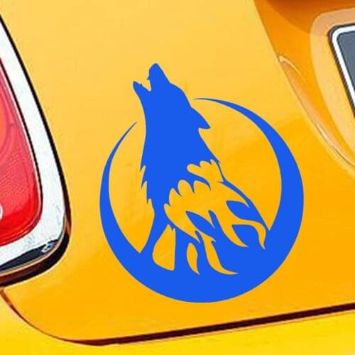 13*15CM Wild Animal Car Sticker Howling Wolf Moon Decorative Accessories Waterproof Vinyl Decal