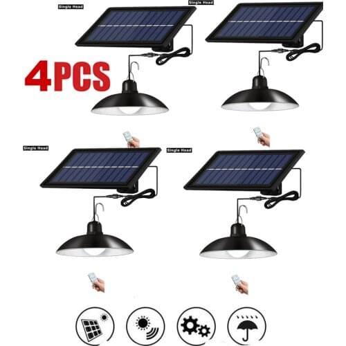4pcs remote 30 led 2 head Retro Lampshade Solar Garden Lamp LED Light Pendant Lighting Lamp For Camping Garden Yard Adjustable B