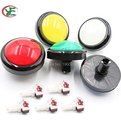 5pcs 100MM LED Light Lamp Arcade push button Big Round Arcade Video Game Player Push Button+ microswitch+stents+DC12V LED blub