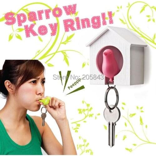 5PCS/LOT sparrow key ring with whistle, have birds nest hang on the wall, Free shipping