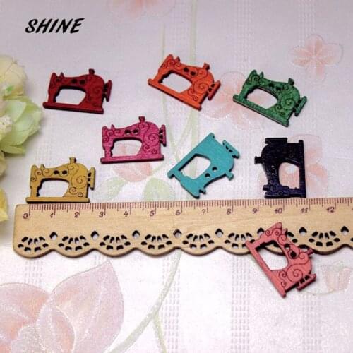 50PCs Wooden Sewing Buttons Scrapbooking Sewing Machine Colorful Mixed Two Holes 26x20mm Costura Botones bottoni botoes