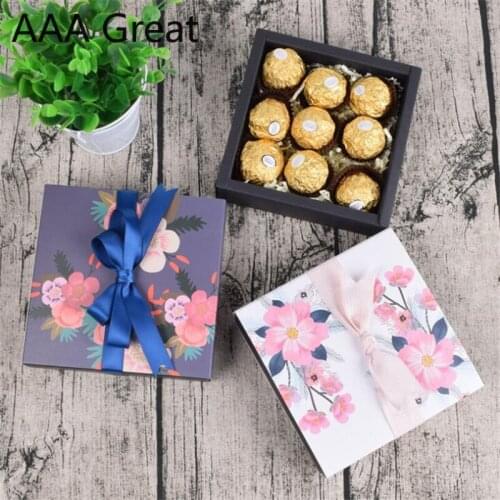 50Pcs/Lot Candy Packaging Gifts Box Creative Flowers Cake Cookie Wedding Chocolate Christmas Nougat Packaging Boxes Decorations