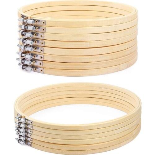 8 Pieces 8 Inch Wooden Round Embroidery Hoops Adjustable Bamboo Circle & 6 Pieces 10 Inch