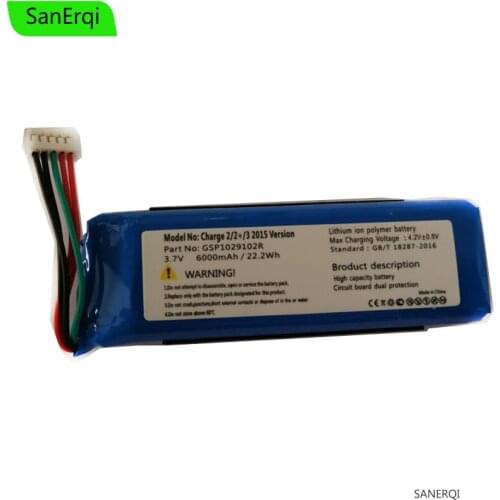 6000mah GSP1029102R battery for J B L Charge 2 Plus,Charge 2+,charge 3 2015 2016 Version GSP1029102R P763098 batteries Battery