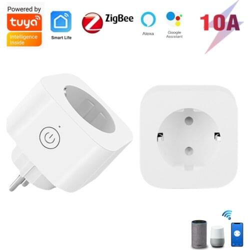 Zigbee 16A EU Smart Wifi Power Plug With Power Monitor Smart Home Wifi Wireless Socket Outlet With Alexa Google Home Tuya App