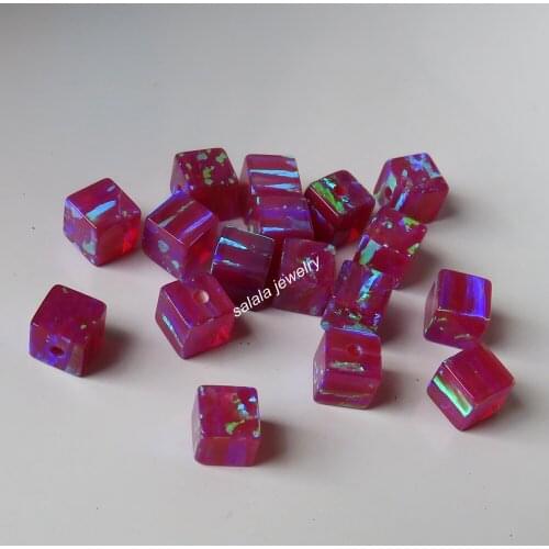 50pcs /lot 4mm Cube Fire Opal Beads OP53 violet Cube Opal Synthetic Drilled Cube & Square Opal Beads for Necklace & Bracelet