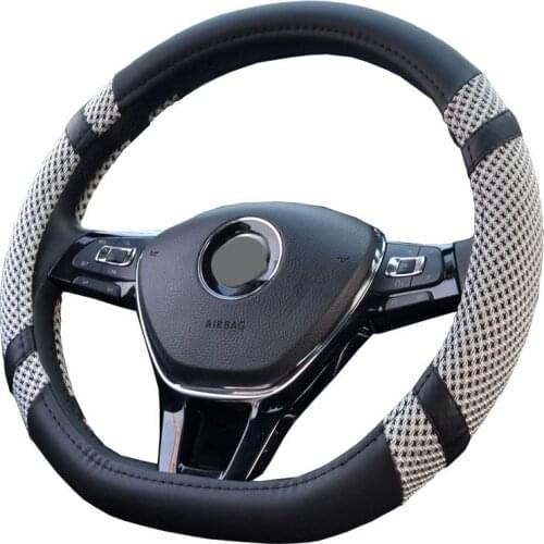 D Shape Car Steering Wheel Cover Leather Ice silk Steering cover for volkswagen golf 7 Nissan Rogue Sport Hybrid 2017 2018 2019