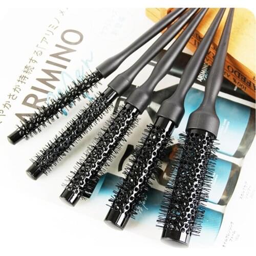 Black Wavy Curly Hair Brush Wood Handle Natural Fluffy Roll Brush Round Hair Comb Salon Hairdressing Styling Curler Comb