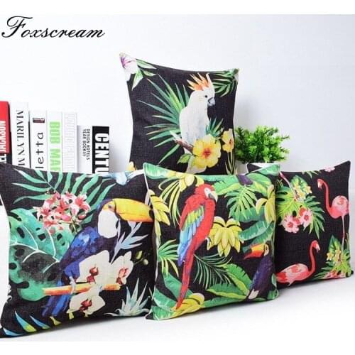 Pink flamingo decorative pillows tropical cushion cover home decor throw pillows case linen pillowcase for sofa 45x45cm