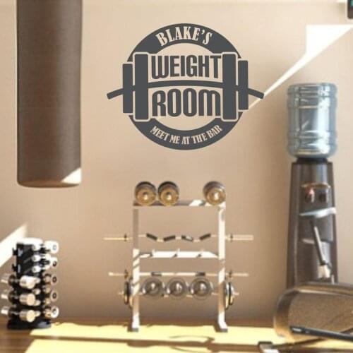Home Gym Wall Decal Personalized Weight Room Decal Barbell Vinyl Sticker Fitness Wall Quotes Exercise Motivational Decor E164