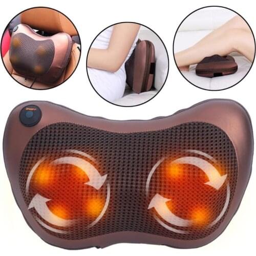 Neck Massager Shoulder Back Body Massage Pillow Electric Shiatsu Spa Home/Car Relaxation Pillow with LED Light Heat